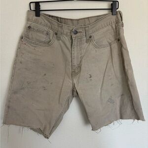 Men’s Levi's grunge Tan Jean Cut Off Shorts Mid-Length Distressed